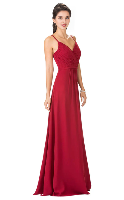 A-line V-neck folds and floor length horn Prom dress