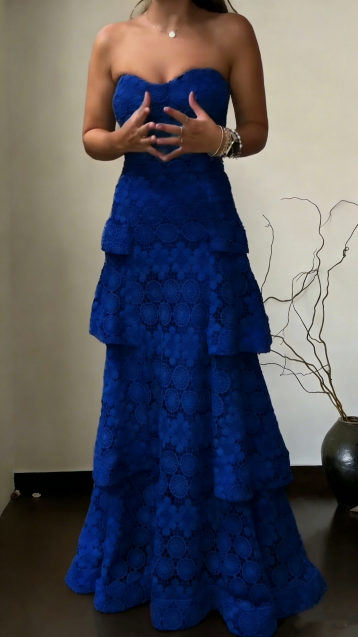 Pretty Strapless Green Lace Layered A Line Long Party Dress Birthday Prom Dress SP1559