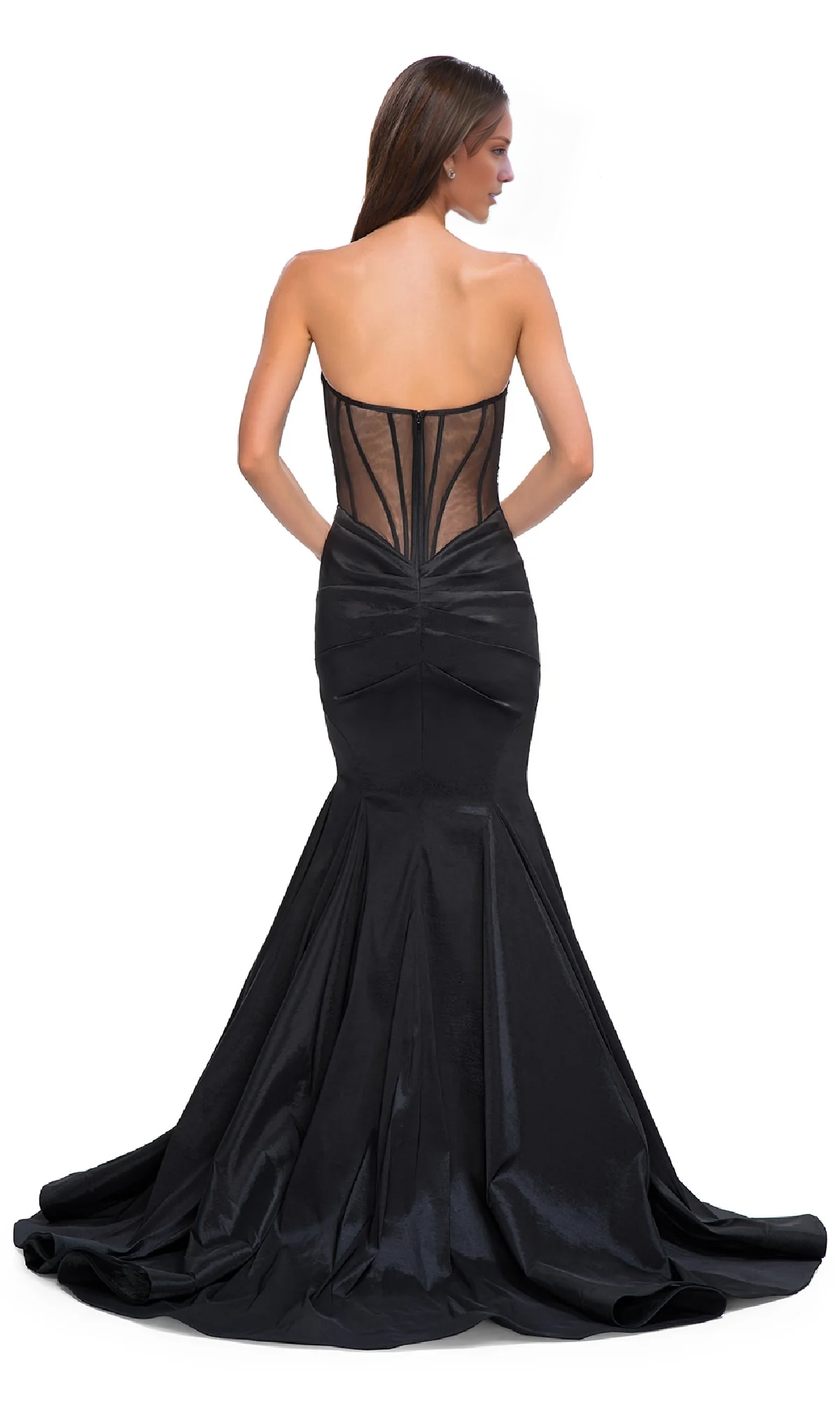 off shoulder strapless mermaid satin and floor length evening dress