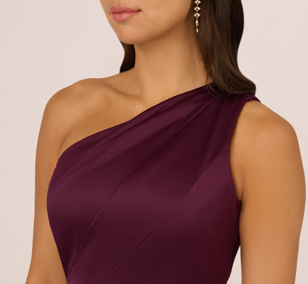 One Shoulder Long Satin Crepe Tail Long Prom Dress