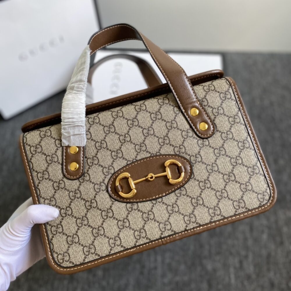 Gucci Horsebit 1955 Top Handle Bag Beige And Ebony 27Cm 645453 92TCG 8563