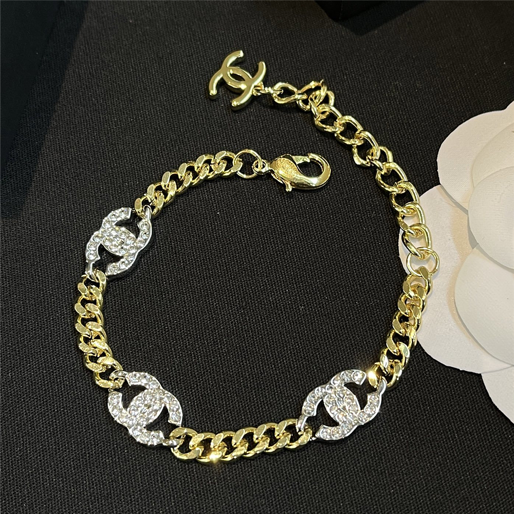 Chanel Interlocking Bracelet Gold Silver And Transparent Ab6442 B06011 Nc835