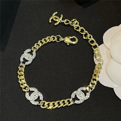 Chanel Interlocking Bracelet Gold Silver And Transparent Ab6442 B06011 Nc835