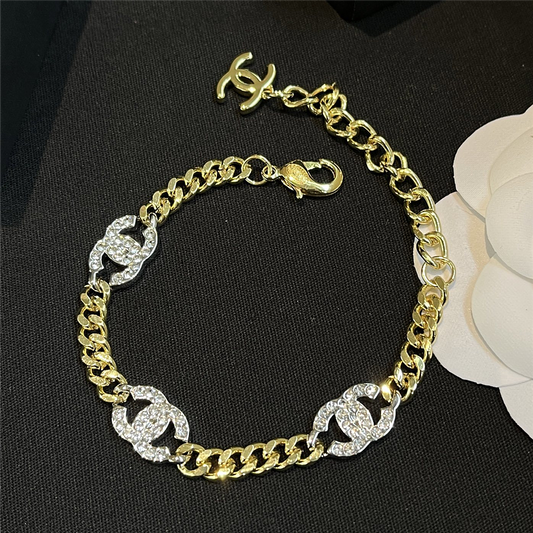 Chanel Interlocking Bracelet Gold Silver And Transparent Ab6442 B06011 Nc835