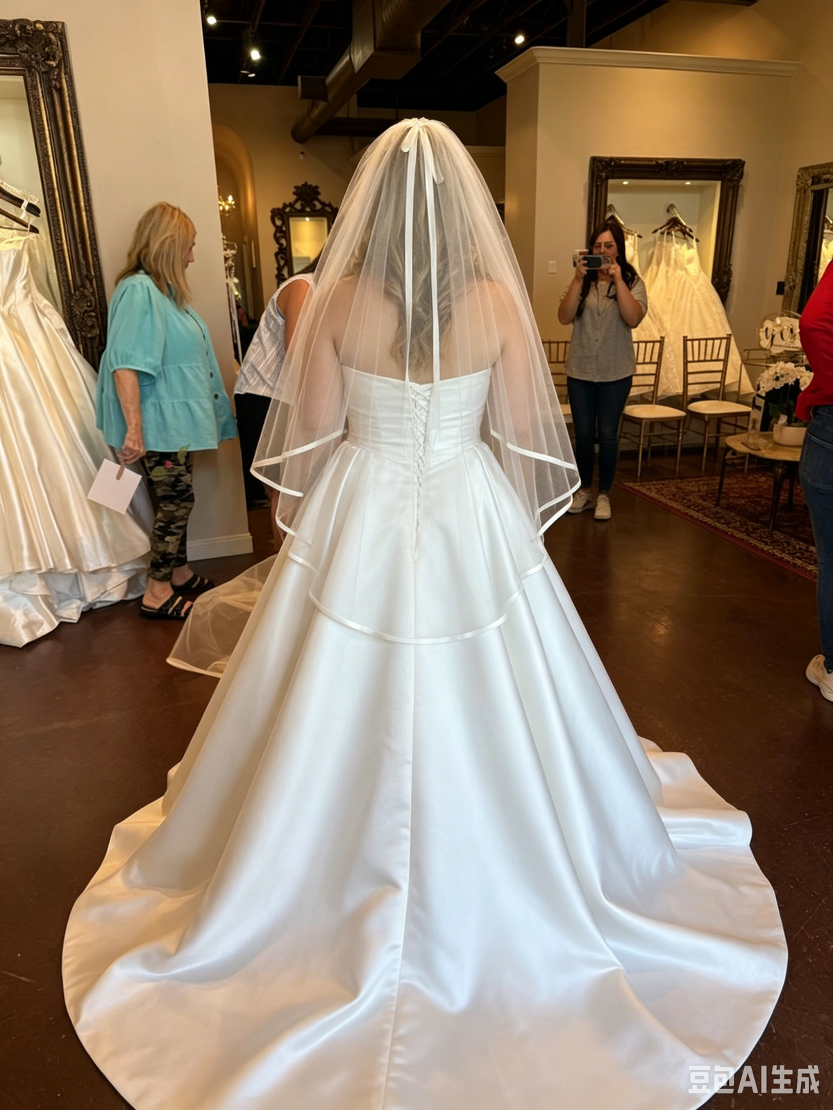 Elegant Strapless Silky Satin A-Line Wedding Gown TP5903
