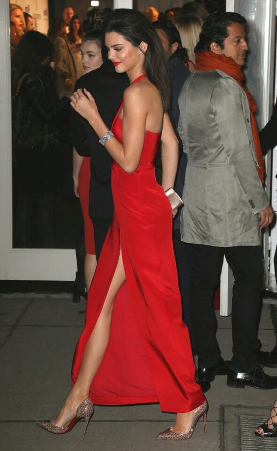 One Shoulder Red Side Slit Prom Dresses Evening Formal Gowns