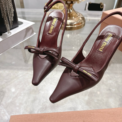 Miu Miu Slingback Pumps With Bow Red