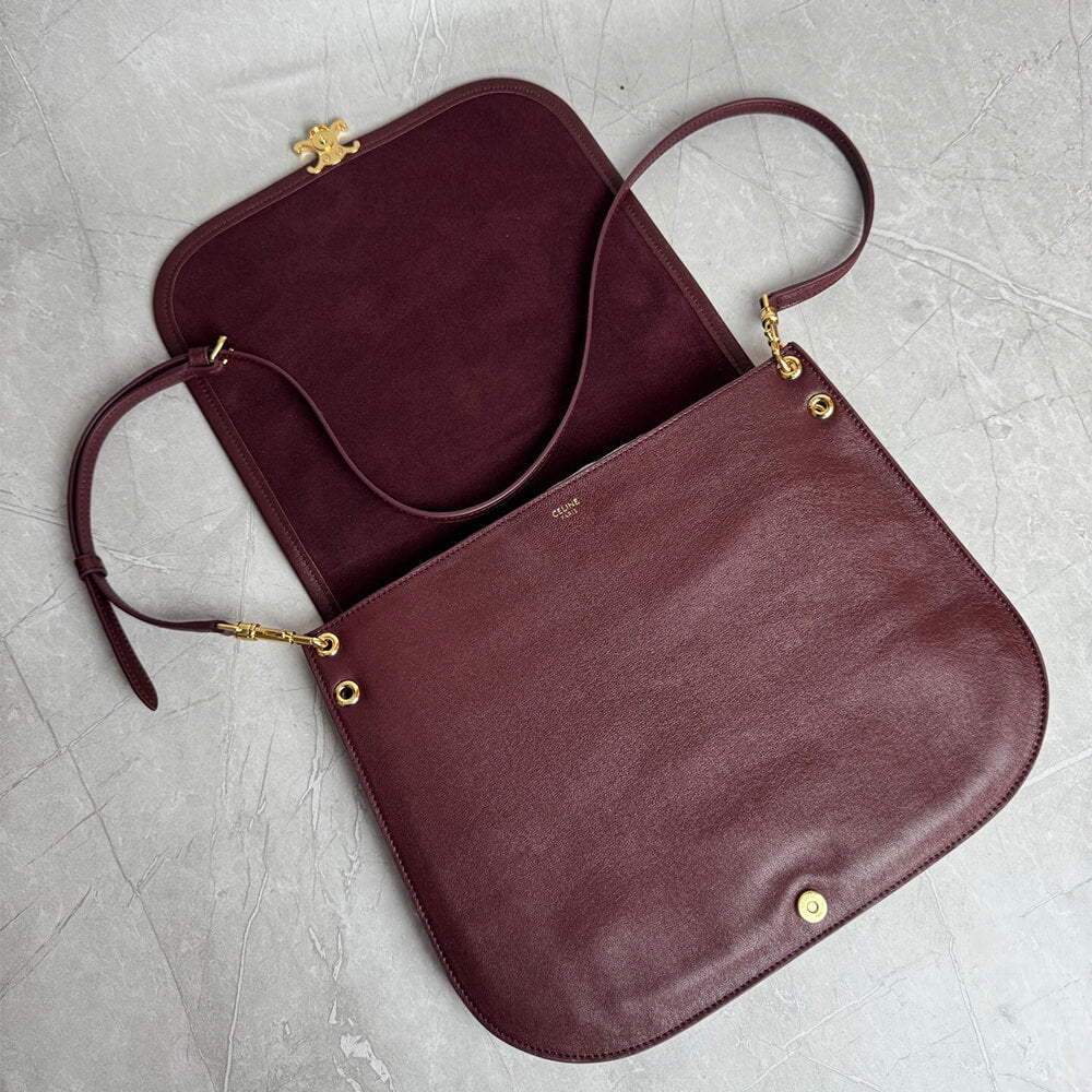 CELINE SOFT TRIOMPHE BESACE IN SUPPLE SHINY LAMBSKIN(HIGH-END GRADE)