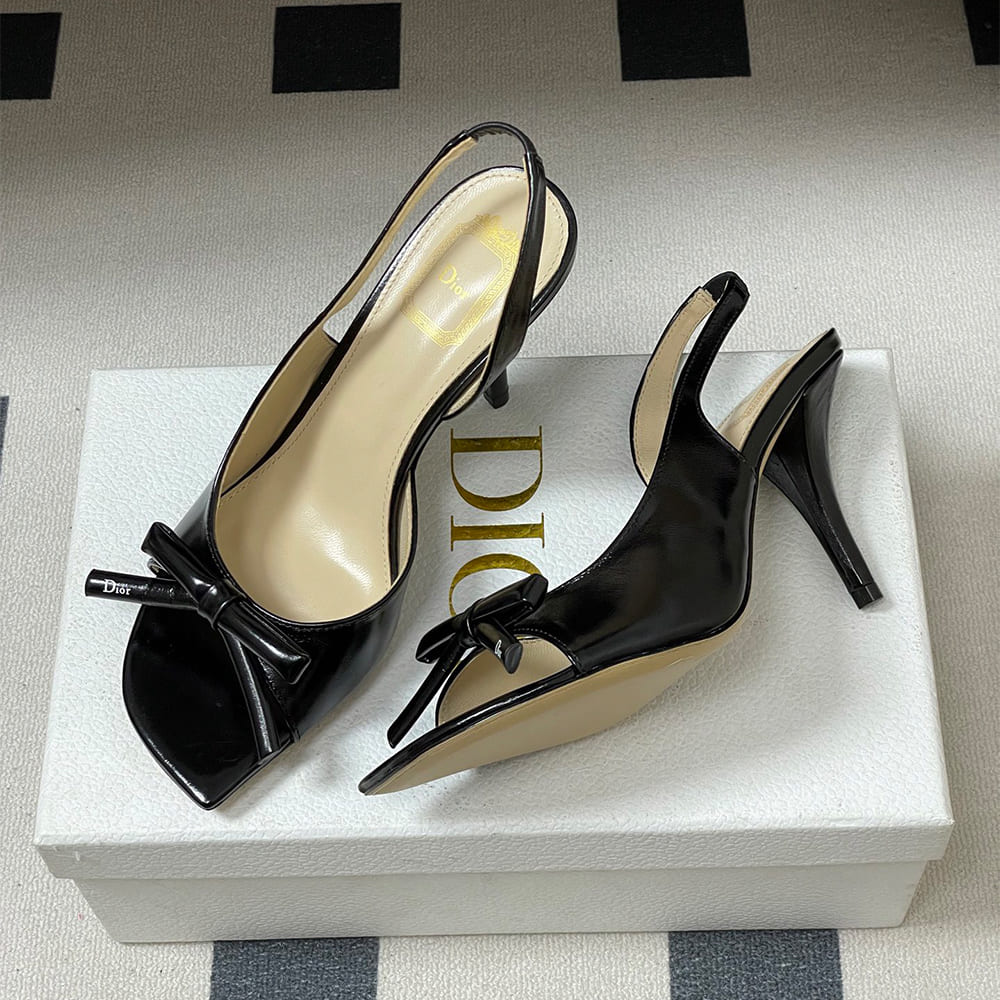 Dior Bow Heeled Slingback Sandal