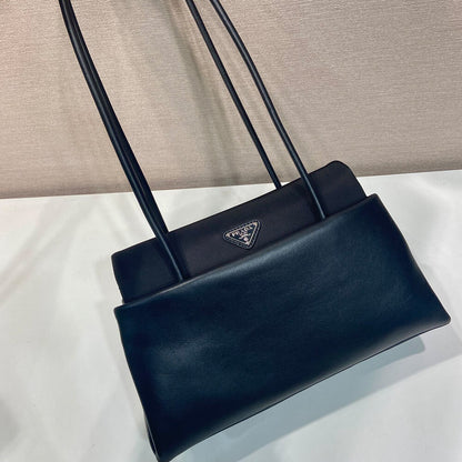 Prada Passage medium leather bag with Re-Nylon flap(HIGH-END GRADE)