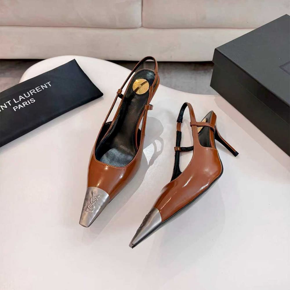 YSL JEANNE slingback pumps in glazed leather