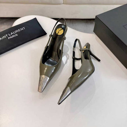 YSL JEANNE slingback pumps in glazed leather