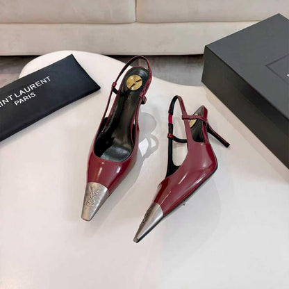 YSL JEANNE slingback pumps in glazed leather