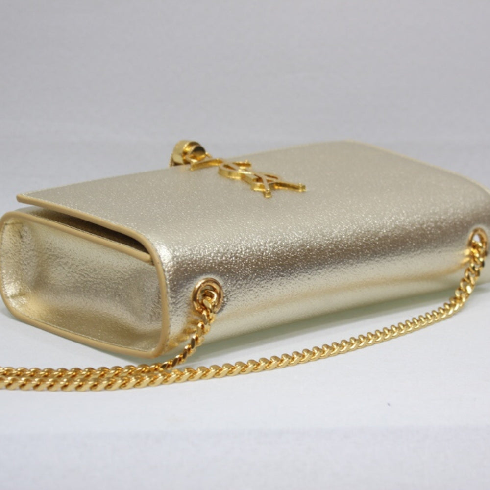 Saint Laurent Kate Chain Wallet With Tassel Yellow Copper 26cm