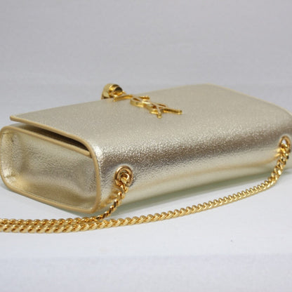 Saint Laurent Kate Chain Wallet With Tassel Yellow Copper 26cm