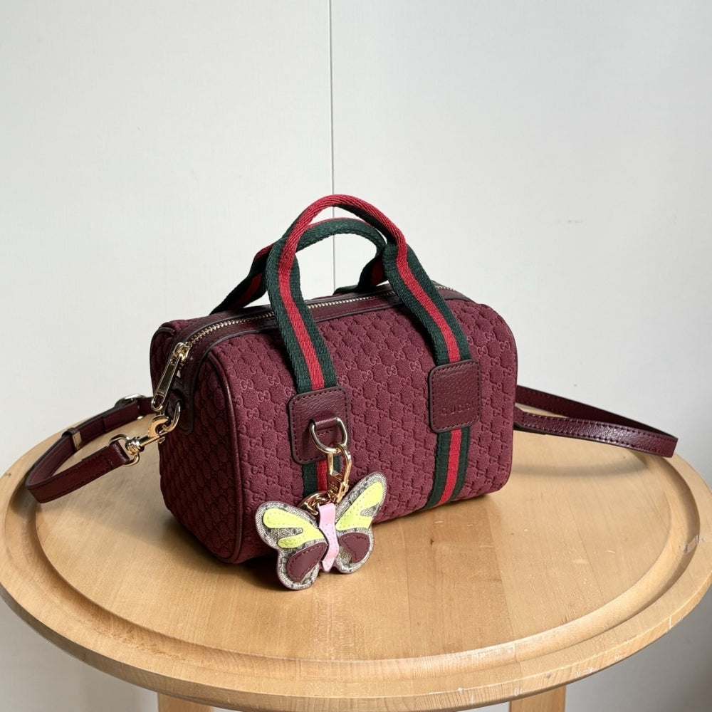 Gucci Mini GG Handbag GG Canvas Dark Red 20Cm