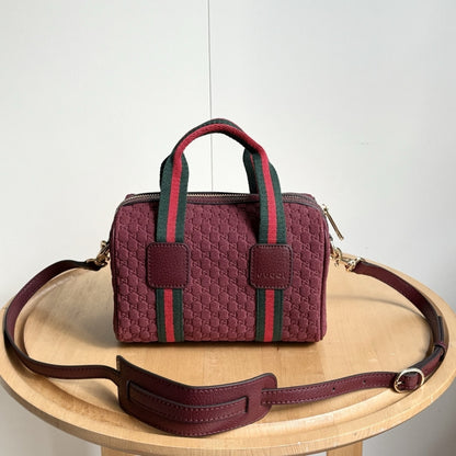 Gucci Mini GG Handbag GG Canvas Dark Red 20Cm