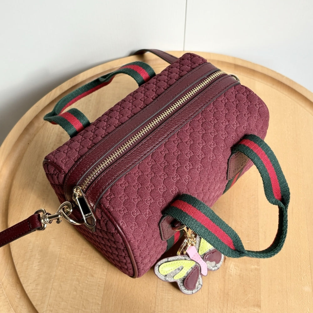 Gucci Mini GG Handbag GG Canvas Dark Red 20Cm