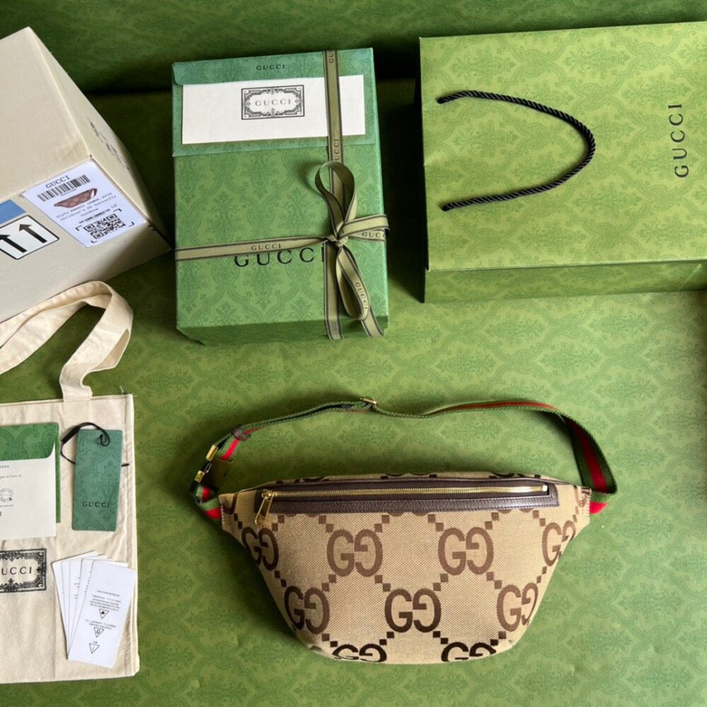 Gucci Jumbo GG Belt Bag Camel And Ebony Jumbo GG Canvas 39cm GG 696031 UKMDG 2570