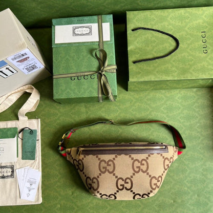 Gucci Jumbo GG Belt Bag Camel And Ebony Jumbo GG Canvas 39cm GG 696031 UKMDG 2570