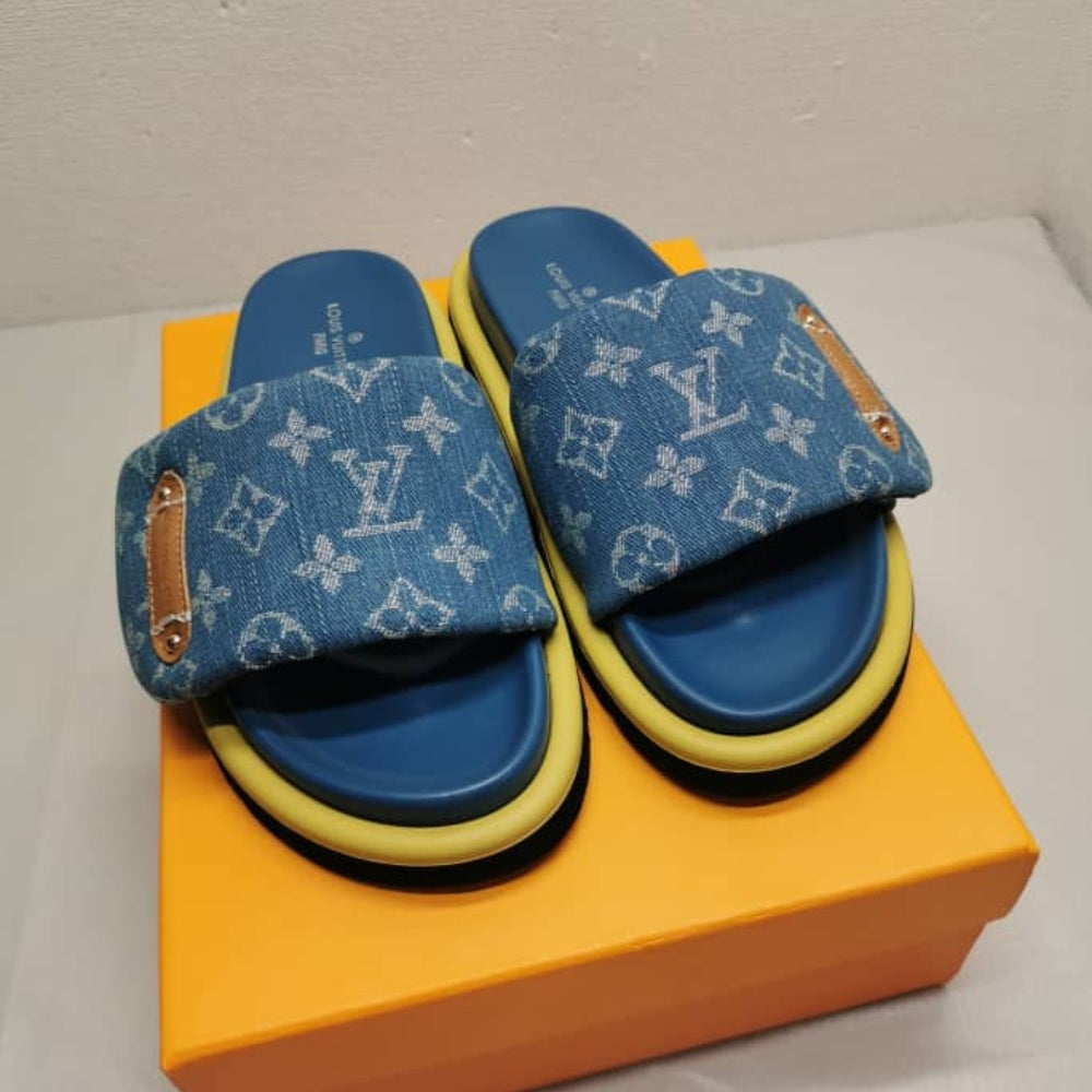 Louis Vuitton Pool Pillow Flat Comfort Mules Blue 1ACJVH