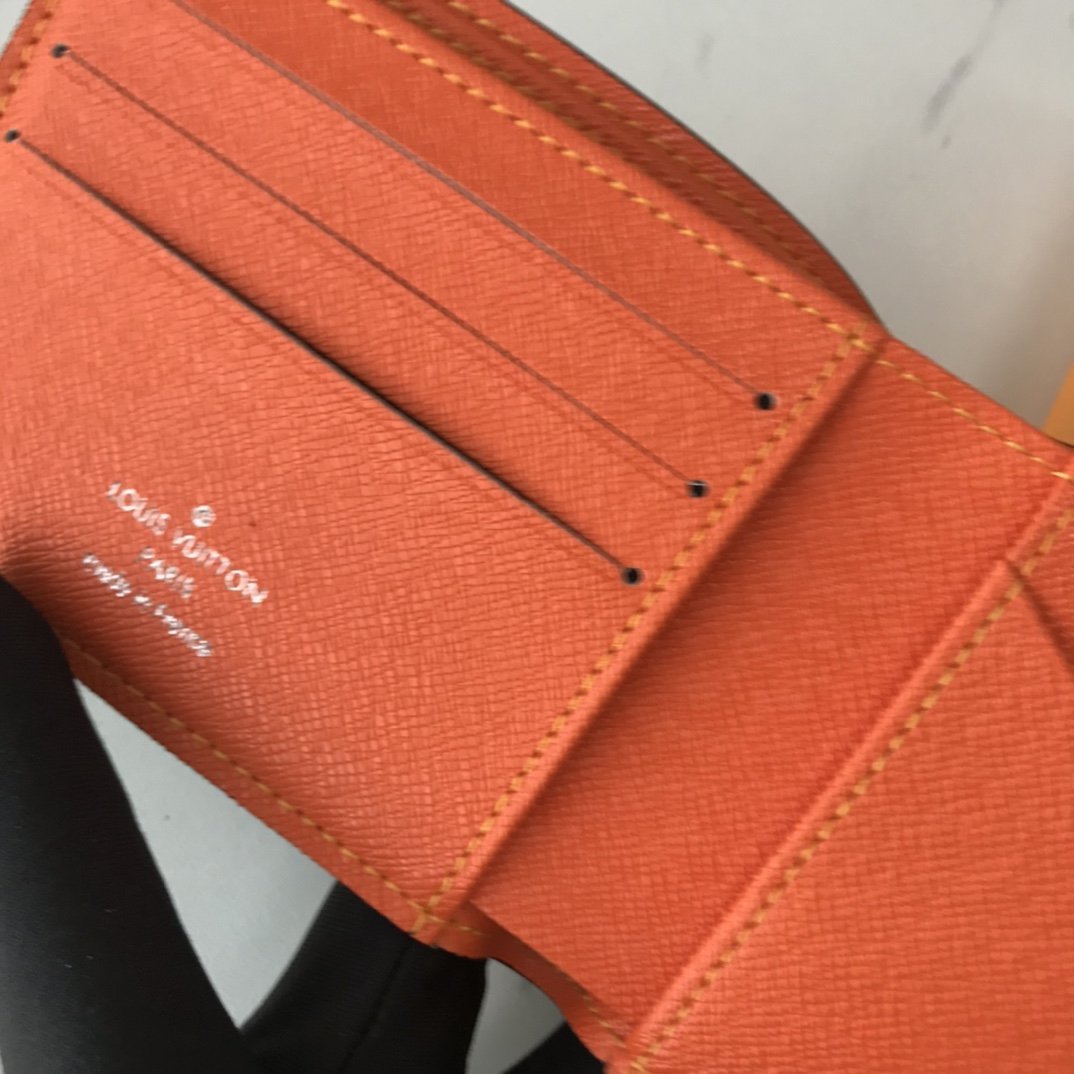 Louis Vuitton Multiple Wallet Damier Graphite Giant 3 Card Slot Orange In