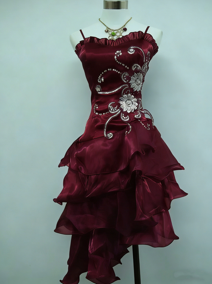 Vintage Shiny Beaded Spaghetti Strap A-Line Short Party Dress Cocktail Dress Homecoming Dress TP4456