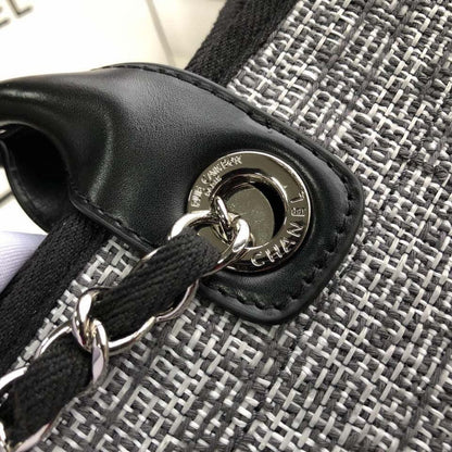 Chanel Deauville Tote Raffia Canvas Bag