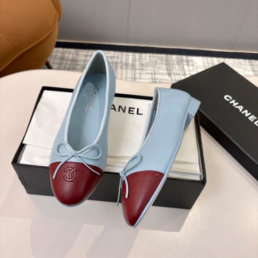 Chanel Ballerine Blue Maroon