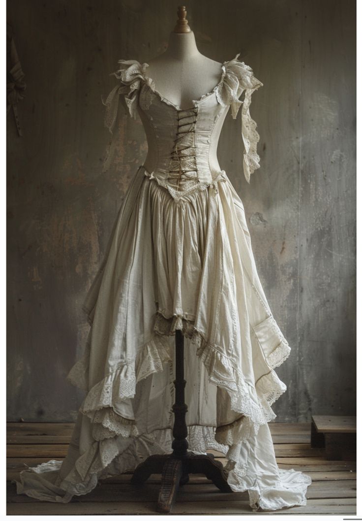 Off-White Lace-Up Tiered Vintage Gown gh6394
