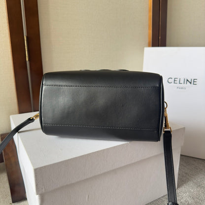 CELINE  SMALL BOSTON BAG IN SMOOTH CALFSKIN WITH CUIR TRIOMPHE BLACK