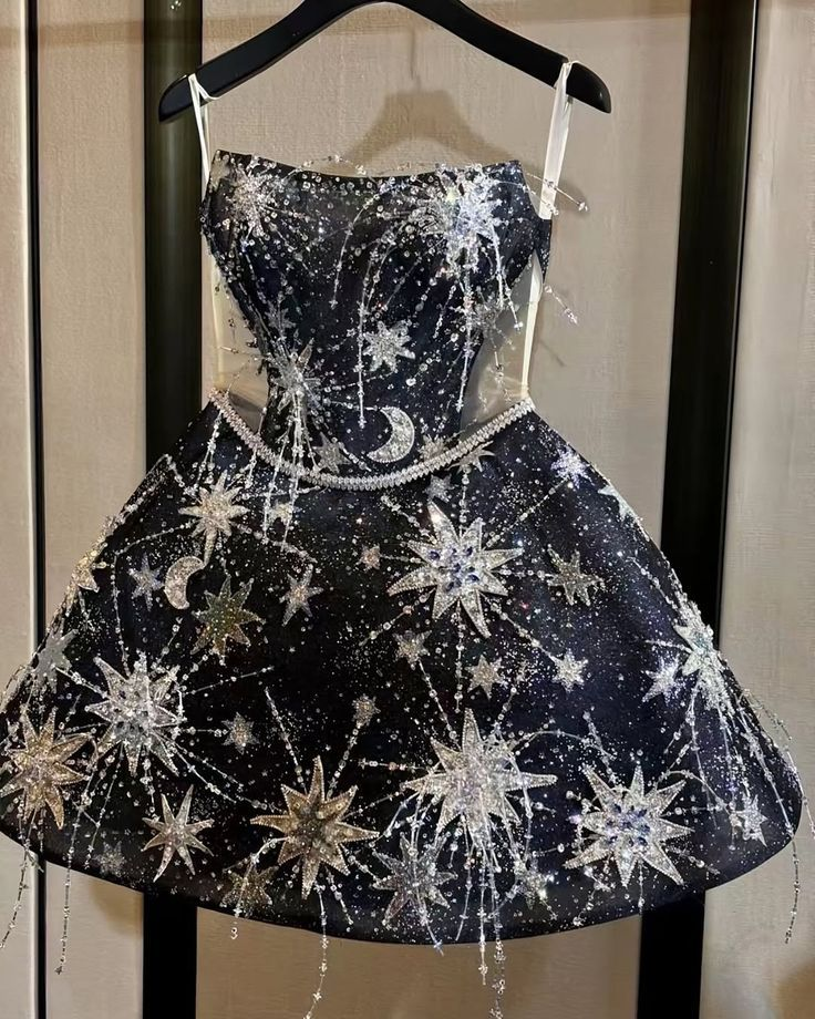 Sparkly Navy Blue Beaded A Line Homecoming Dress Short Party Gown