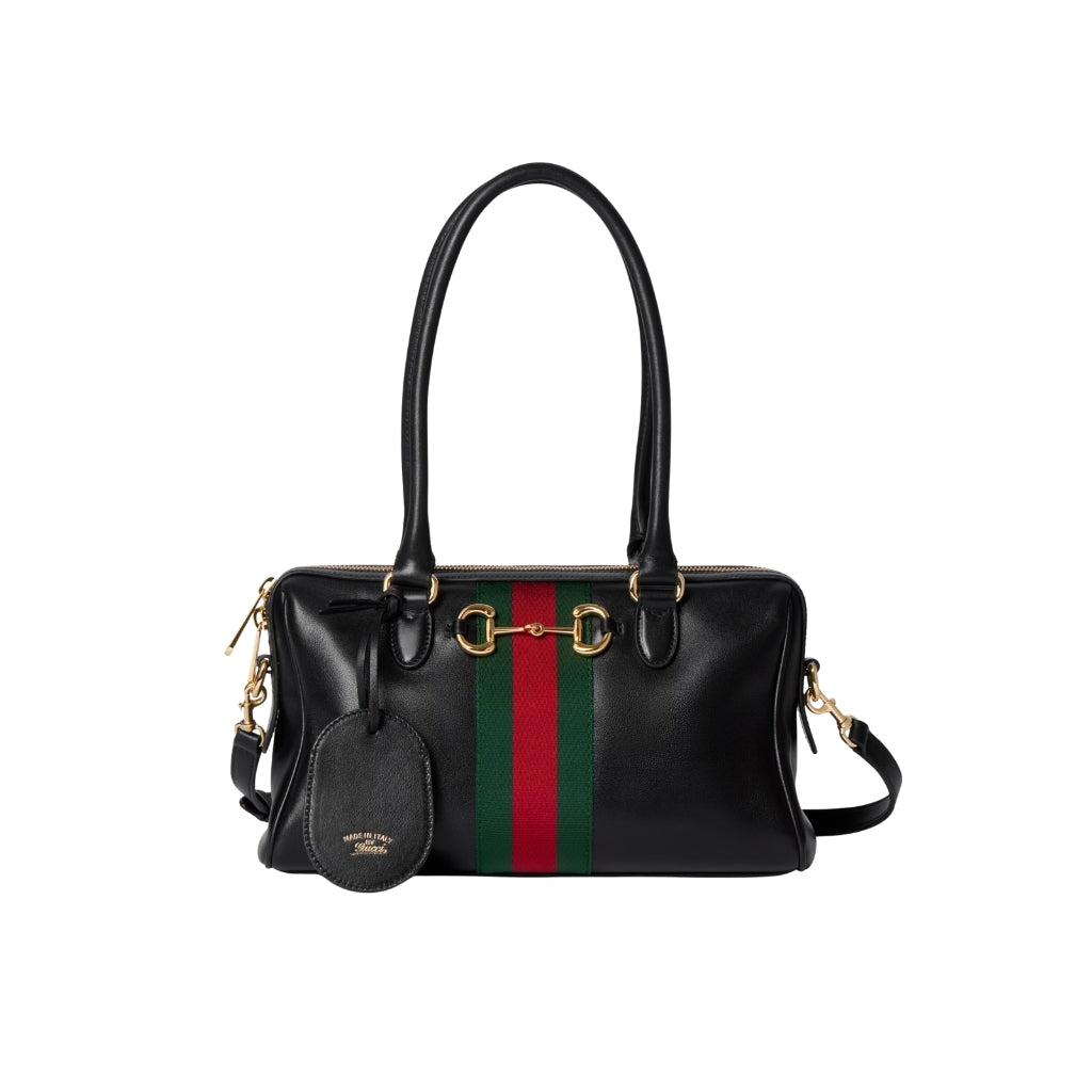 Gucci Borsetto Medium Boston Bag Black Leather 28cm