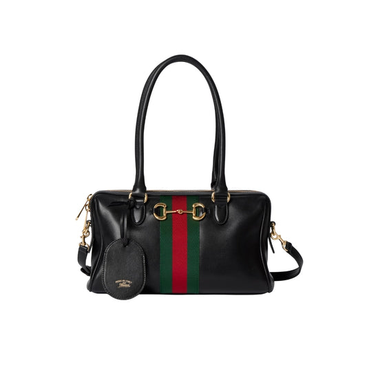 Gucci Borsetto Medium Boston Bag Black Leather 28cm