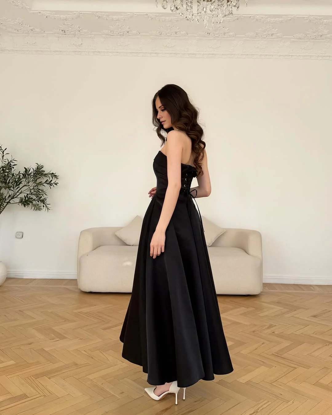 off shoulder minimalist A-line ball gown