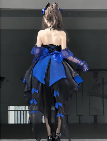 Retro Ball Gown High Neckline Short Royal Blue Birthday Dresses Birthday Outfits