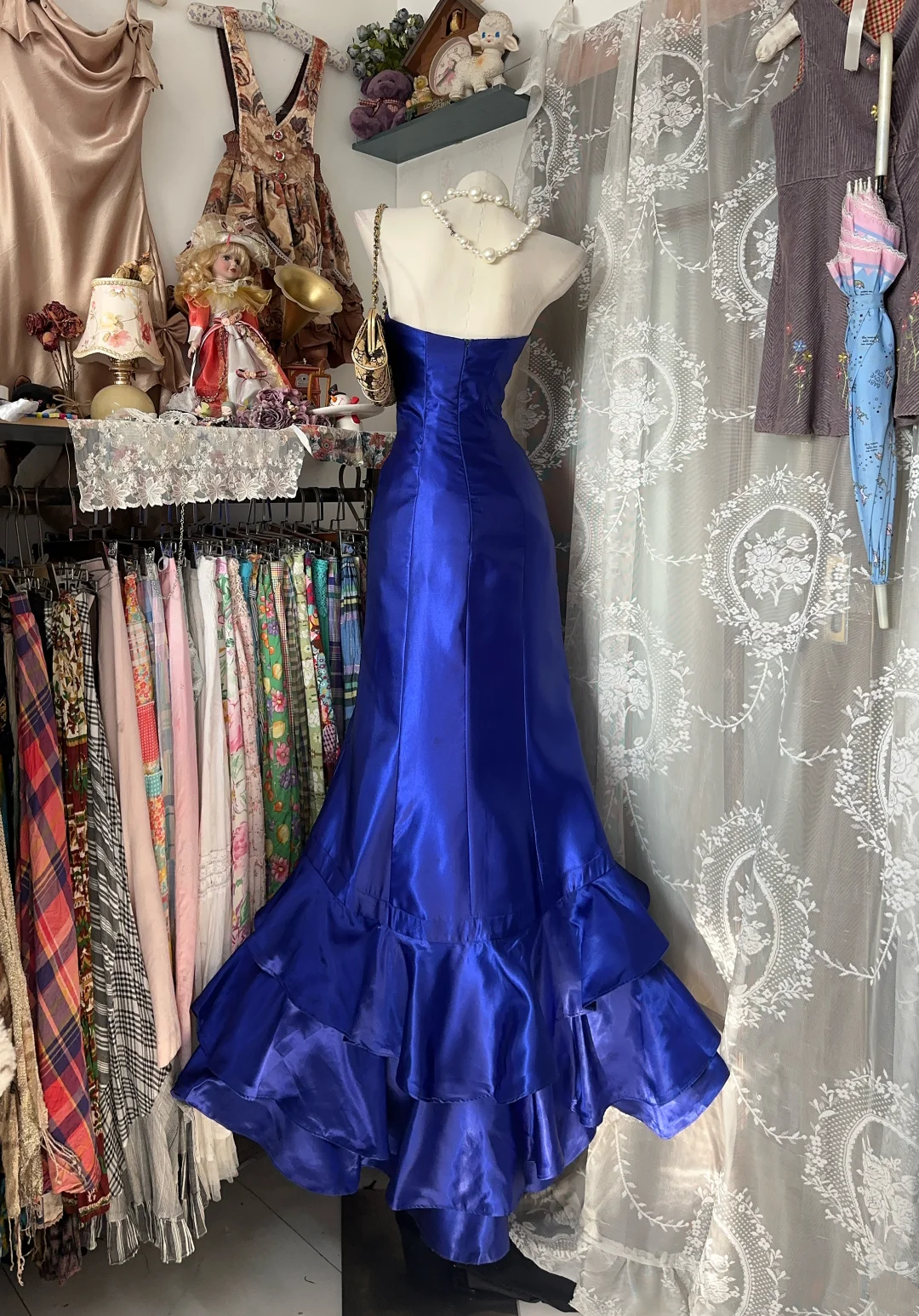 Dark Blue Strapless Fitted Mermaid Long Evening Gown gh7138