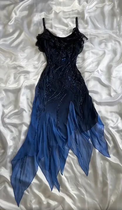Navy Blue Gorgeous Exquisite Fashion Beaded Charming Long Tulle Elegant Ball Gown Evening Dress Party Dress gh3183