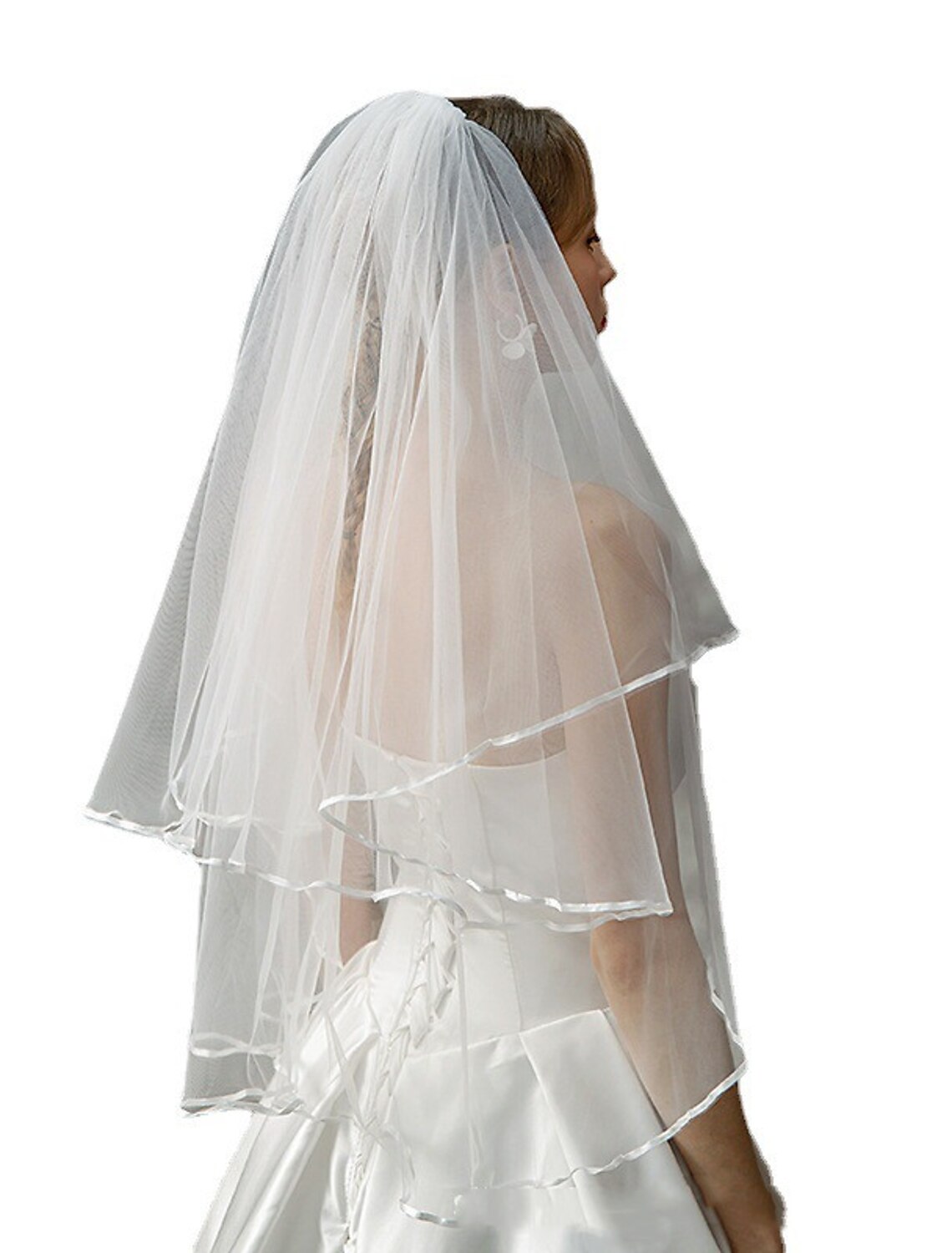 - Double layered fashion/European wedding veil with elbow veil paired with layered/solid color chiffon dress leaving a deep impression in 2026