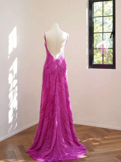 Barbie pink halter-neck fitted long sexy ball gown, bridal dress R8514