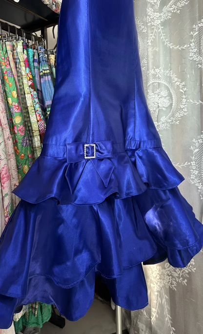 Dark Blue Strapless Fitted Mermaid Long Evening Gown gh7138