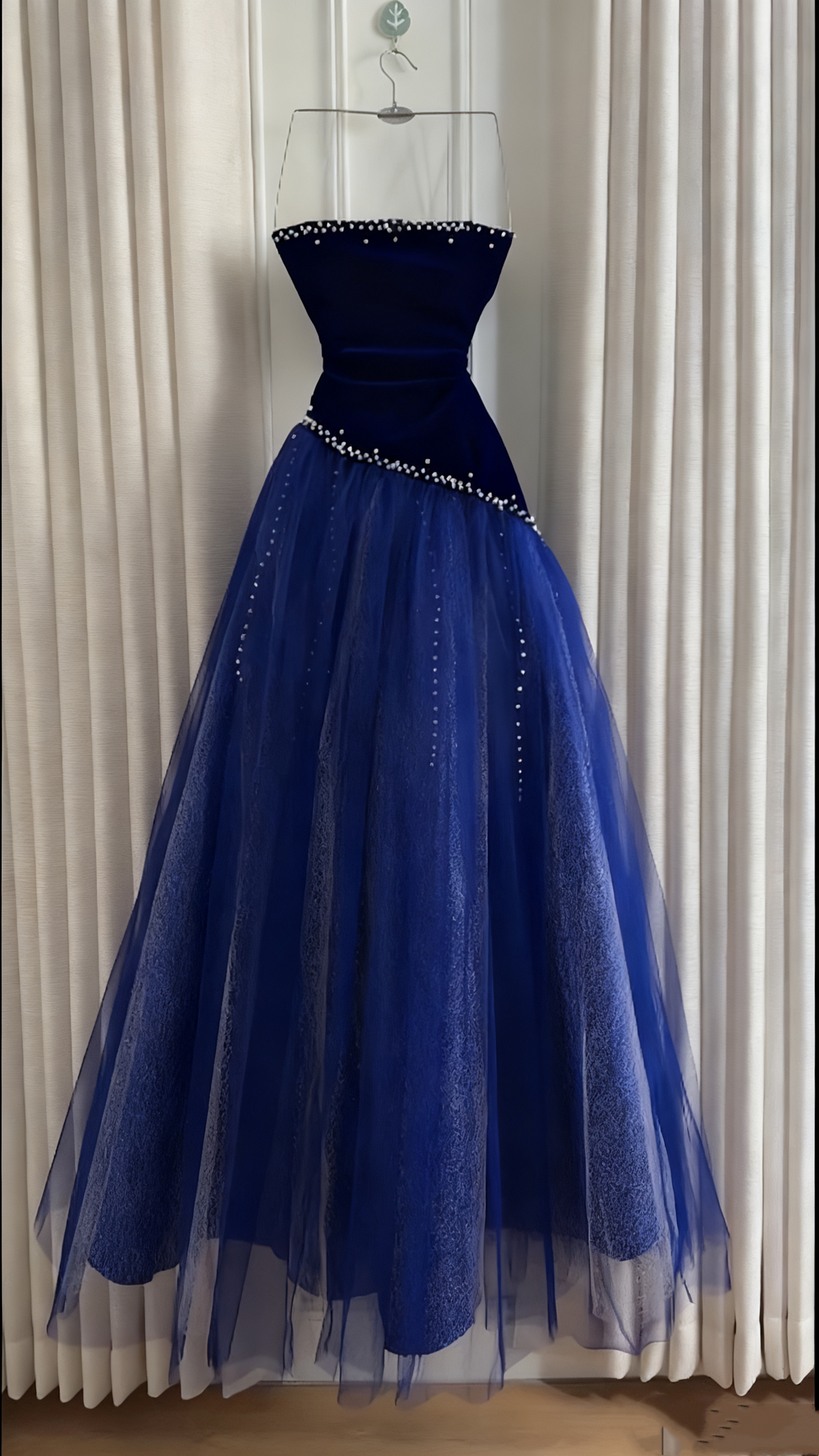 Sleeveless Burgundy Velvet & Tulle Gown | Luxury Elegant Pearl Trim Train Dress for Gala Ball gh6471