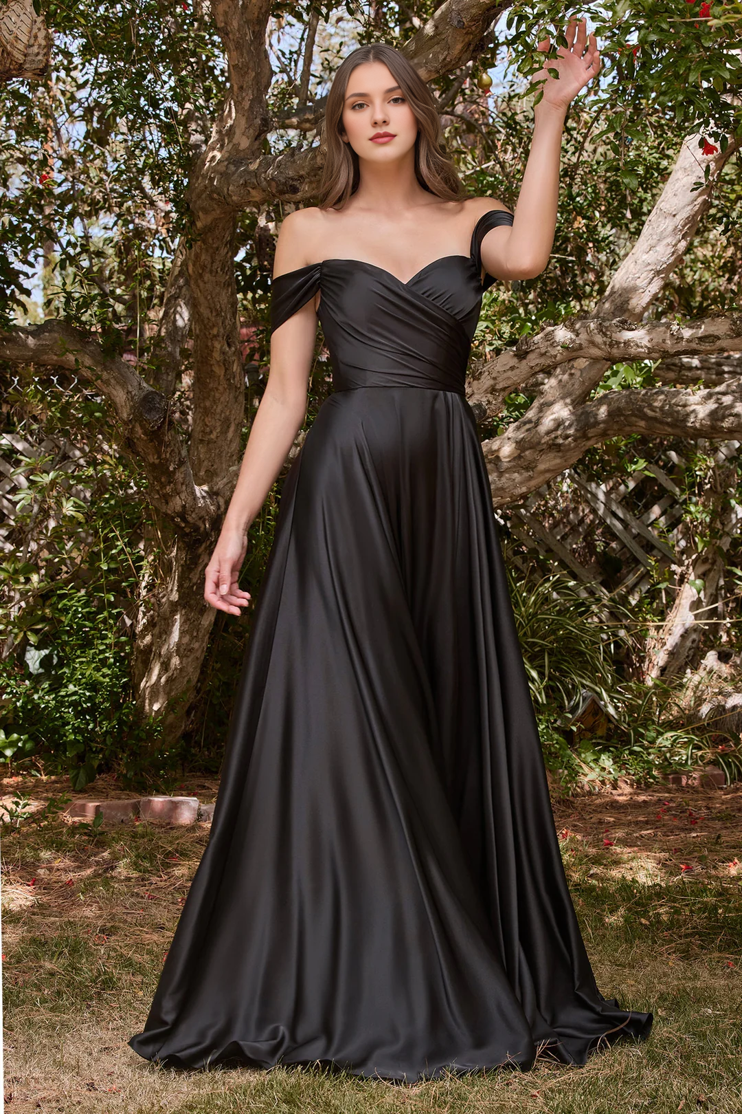 A-line slit skirt long off shoulder dress