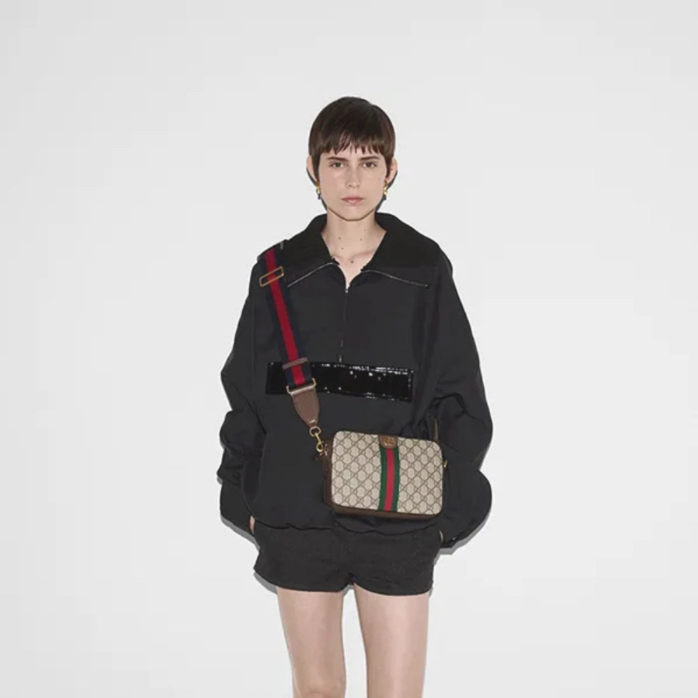 Gucci Ophidia GG Shoulder Bag Beige Ebony 23.5Cm