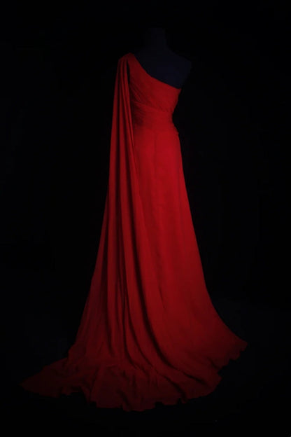 Red long tulle evening gown gh6852