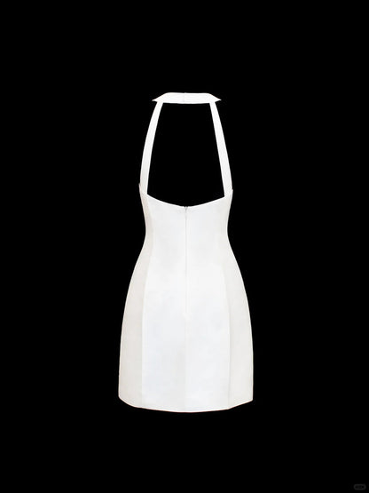 Girlhomeshops-White exquisite and elegant fairy girl short satin homecoming dress birthday dress gh5374