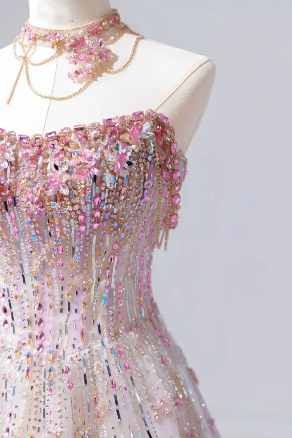 Fairy Luxury Pink Diamond Starlight Strapless Ballgown - Dinner & Red Carpet Gorgeous Dress gh6565