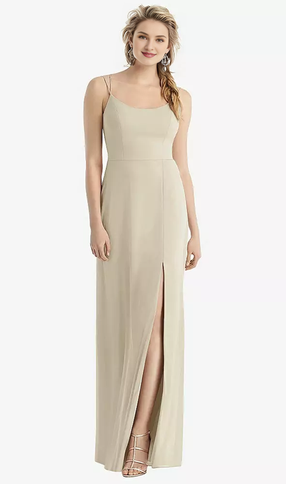 Side slit back shoulder strap with extra long Prom dress