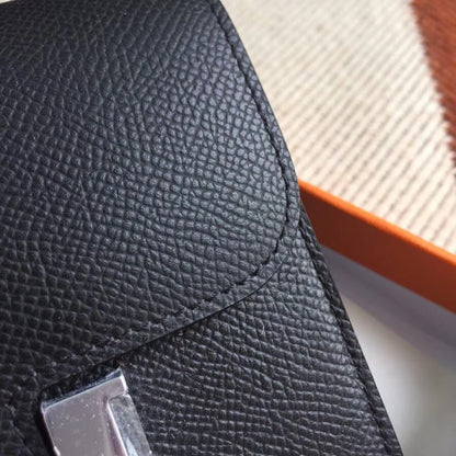 Hermes Constance Slim Wallet Noir 12Cm H082060CK89