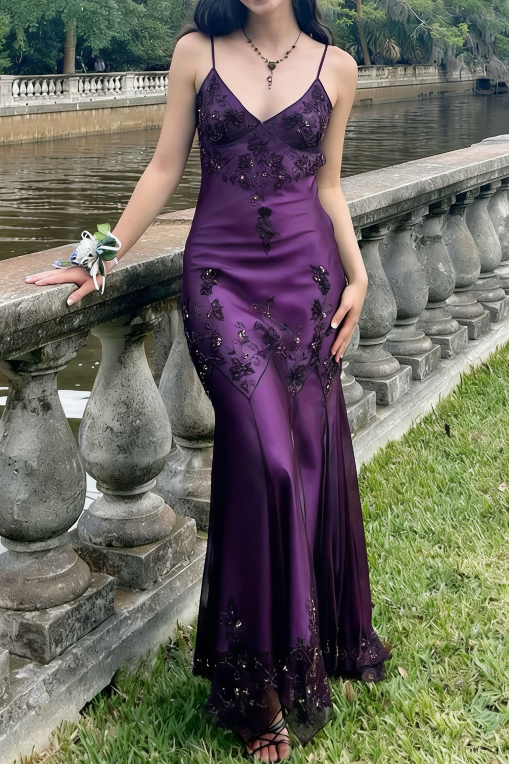 Turquoise Vintage Elegant Exquisite Floral Beading Spaghetti Strap Long Chiffon Ball Gown Evening Dress Birthday Party Dress Formal Women Prom Dress gh3931